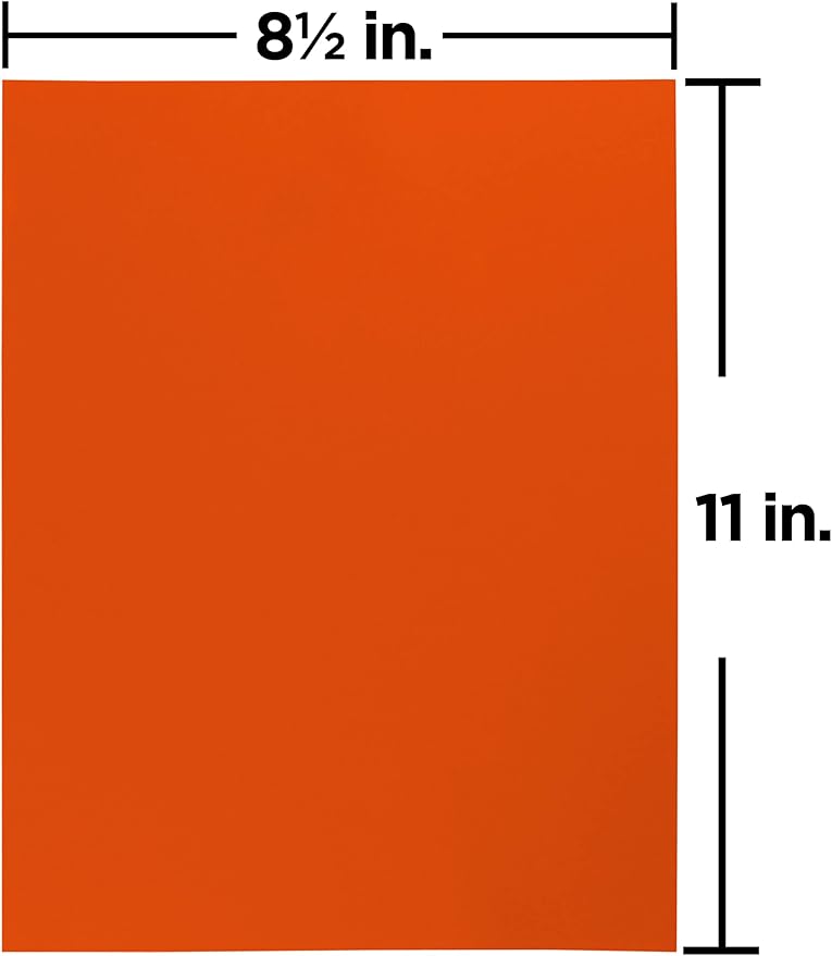 JAM PAPER Colored 24lb Paper - 90 gsm - 8.5 x 11 - Orange Recycled - 50 Sheets/Pack