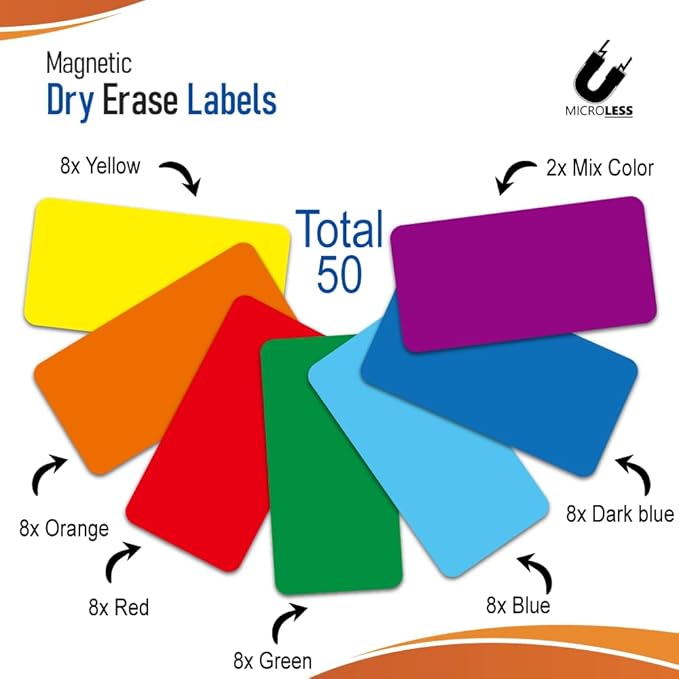 Dry-Erase Magnetic Labels Full Colored 4 x 2 inch