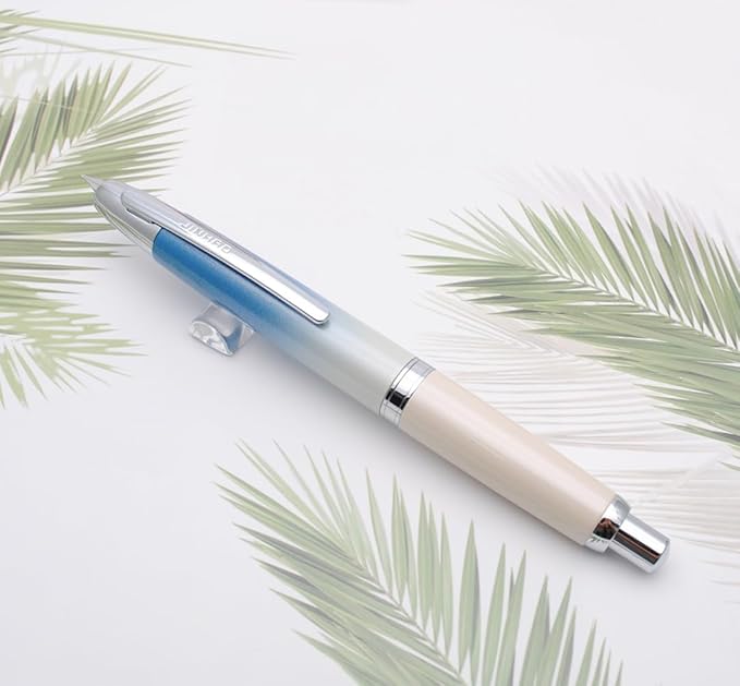JINHAO 10 Press Fountain Pen, Retractable Metal Pen with Ink Converter (EF Nib 0.38mm, Gradient Blue)
