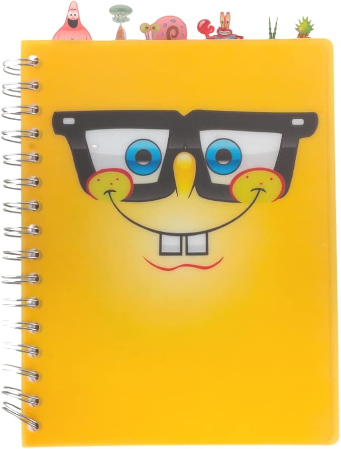 Innovative Designs Nickelodeon Spongebob Squarepants Tab Journal Notebook, Spiral Bound, 144 Lined Pages, 8 x 7 inches