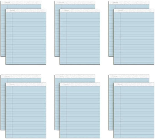 TOPS Prism Writing Pads, 8-1/2" x 11-3/4", Legal Rule, Blue, Perforated, 50 Sheets, 12 Pack (63120)