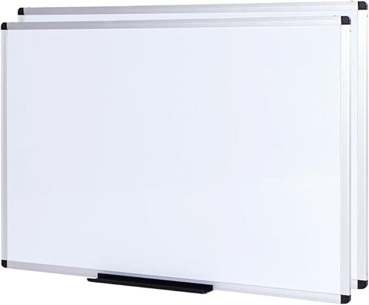 VIZ-PRO Dry Erase Board/Whiteboard, Non-Magnetic, Pack of 2, 72 x 40 Inches, Wall Mounted Board for School Office and Home