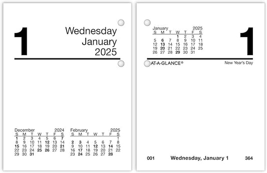 AT-A-GLANCE 2025 Desk Calendar Refill, Daily, 3" x 3-3/4", Mini, Loose-Leaf (E9195025)