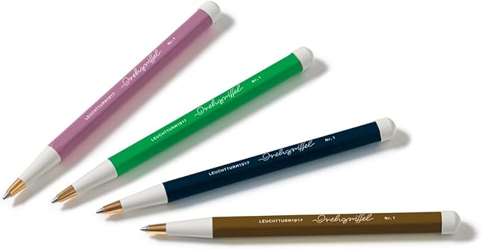 LEUCHTTURM1917 Dusty Rose Brass Aluminium Ballpoint Pen with Blue Ink Design Awarded No.1 372213