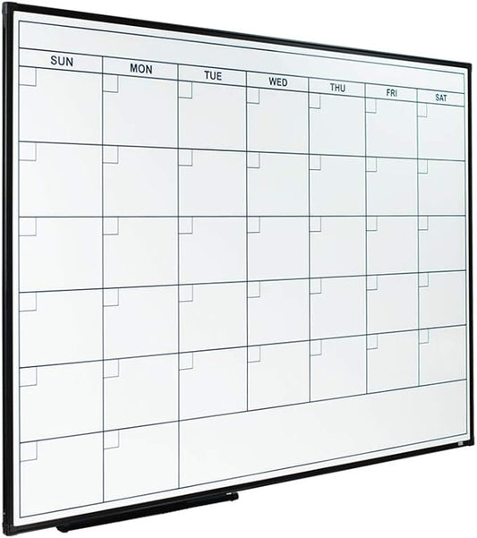 Lockways Dry Erase Calendar Whiteboard, Framed Magnetic Whiteboard Calendar 36 x 24 Inch, Ultra-Slim Black Aluminium Frame