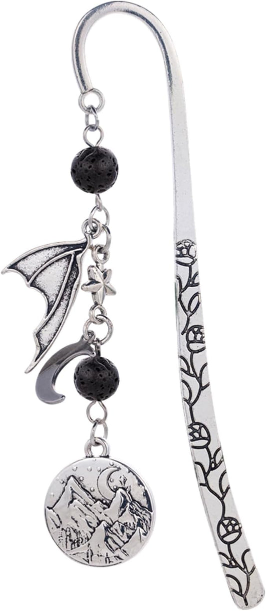 Retro Metal Bookmark for Bookish Gifts Wing Mask Bow and Arrow Charms Book Mark for Book Lover Gifts for Women Men (Night-Black)