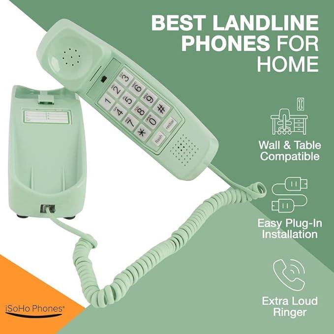 iSoHo Big Button Corded Phone for Seniors – Easy-to-Use Landline with Lighted Keypad, Ergonomic Handset & No Power Needed – Retro Home Phone for Elderly, Visually Impaired & Hard of Hearing