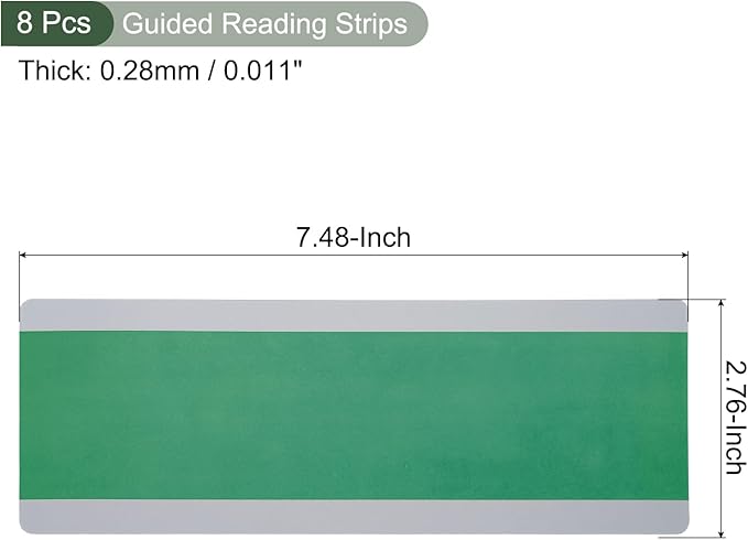 YOKIVE 8 Pcs Guided Reading Strips, Book Highlighter Strips Reading Tracker Bookmark Teacher Supply, Great for Classroom (Green Transparent, 7.48"x2.76")