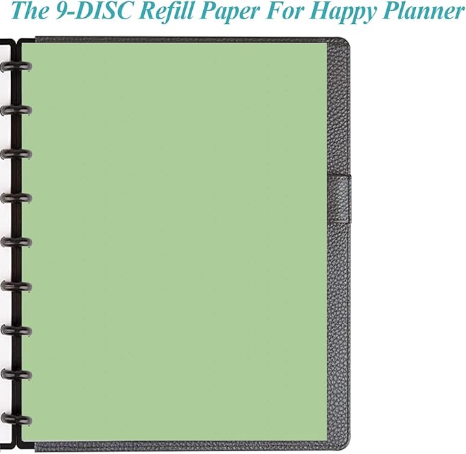 9-Disc Discbound 5 Colorful Blank Paper Pre-punched Happy Planners Inserts, 100Sheets/200Pages Classic Size Blank Loose-Leaf Paper, Per Color 20 Sheets, 7" x 9.25"