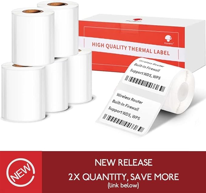 [3x230 pcs] Phomemo Labels Square Series, 1.57''x1.18'' (40x30mm) M110 M100 M220 M221 M120 M200 Labels, Clear, 230 Labels/Roll, 3 Rolls, Multi-Purpose Adhesive Thermal Phomemo Original Labels