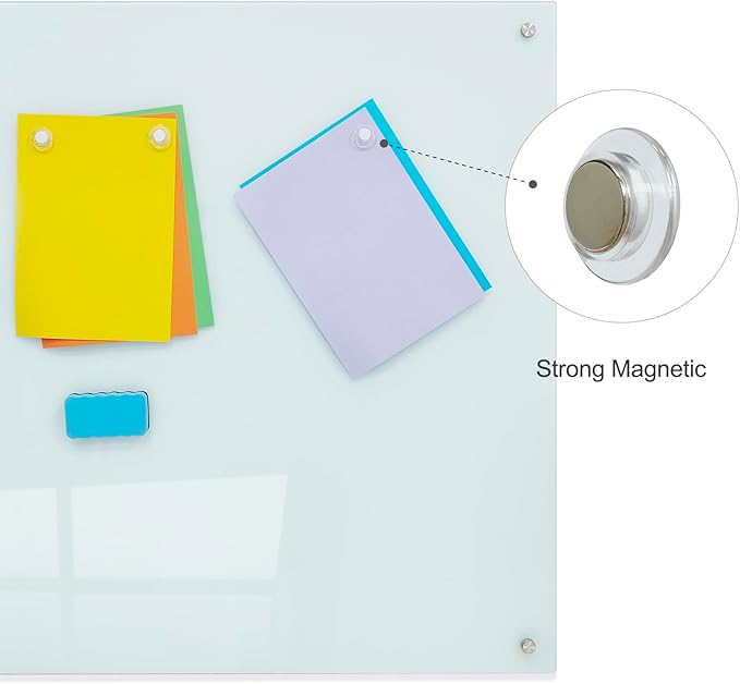 Glass Magnetic White Board - 72 x36 Inches Dry Erase Glass Whiteboard for Wall, Large Wall Mounted Glass Board for School, Office and Home