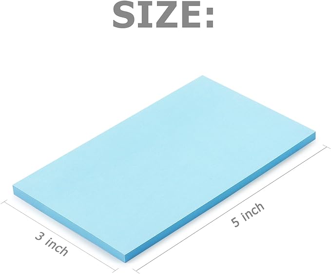 Sticky Notes 3x5 inch Bright Colors Self-Stick Pads 8 Pads/Pack 50 Sheets/Pad Total 400 Sheets