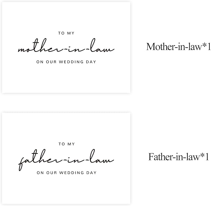 Set of 2 Parents In-Law Wedding Cards - To My Father & Mother In-Law On Our Wedding Day