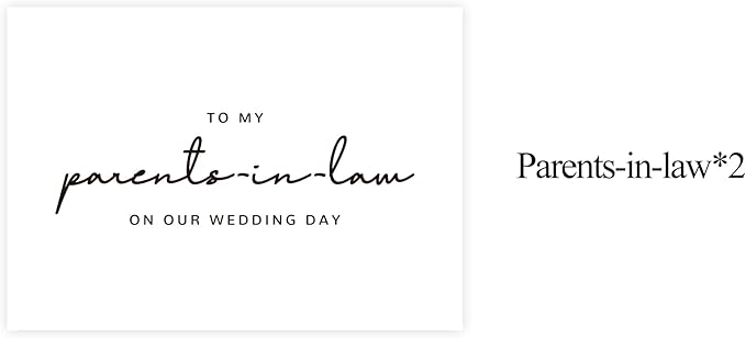 Set of 2 Parents In Law Wedding Day Card, Parents In Law Of The Bride/Groom Gifts, To My Parents In Law On Our Wedding Day. （Parents-in-Law B）
