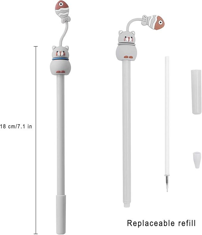 KRIZJUES 16 Pcs Cartoon Animal Pens, Kawaii School Supplies Pens Cute Cartoon Gel Ink Pens Boys Girls Pens for Writing, Gifts for Children Teachers, Black Refill 0.5mm Pens