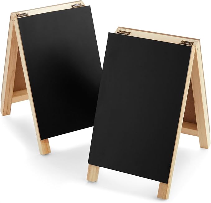 2 Pack Mini Chalkboard Easel Signs for Tabletop Decorations, Restaurant Food Display, Message Boards, Small Business, Wedding, Catering Events, Coffee Shop (4.5x7.5 in)