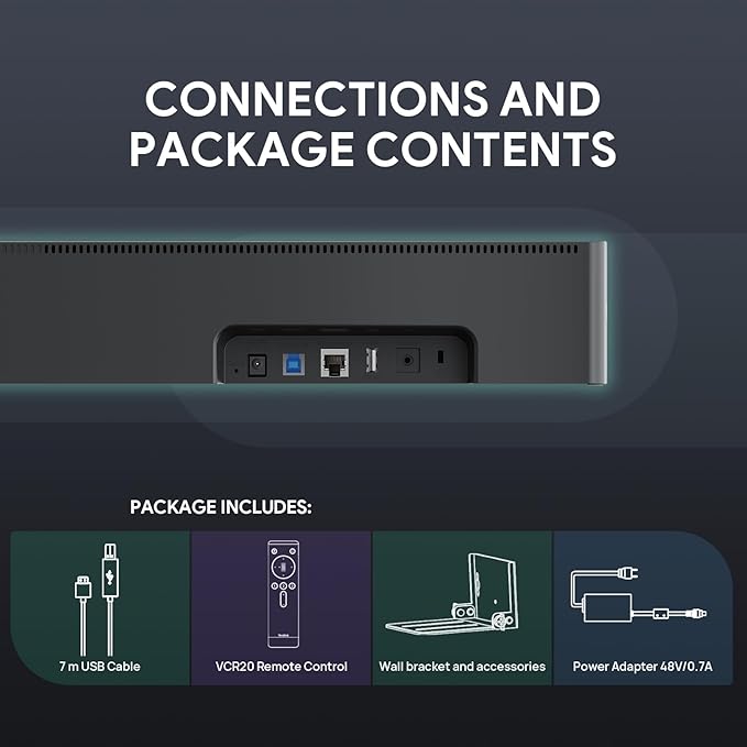 Yealink UVC40 4K 60FPS USB Video Conference Camera, Teams Zoom Certified,133° Wide Angle Webcam with 8 Microphones and Speakers, Audio and Video Conferencing System for Small and Huddle Rooms USB-A