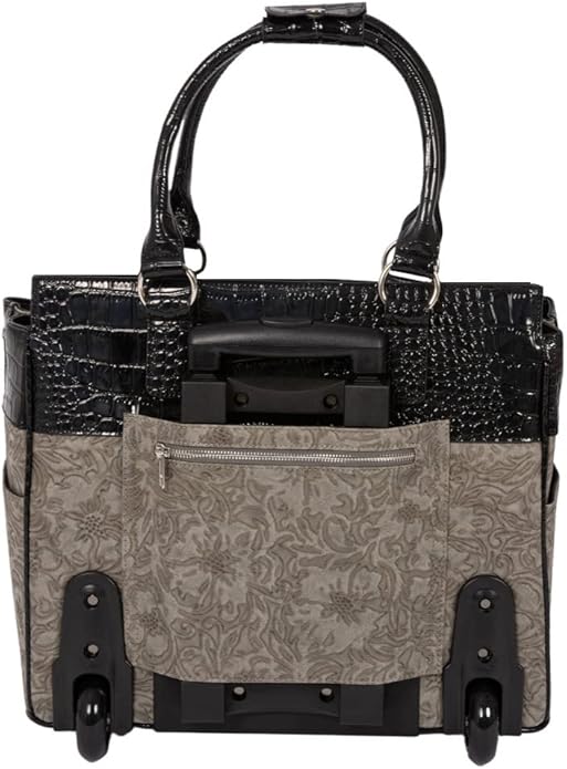 JKM and Company Alligator Compatible With Computer iPad, Laptop Tablet Rolling Tote Bag Briefcase Carryall Bag