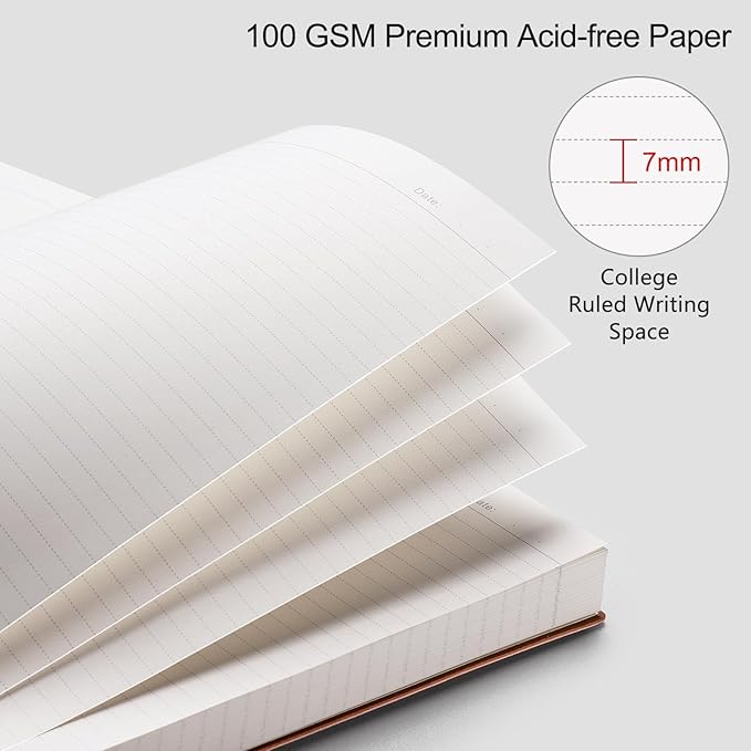 RETTACY Journaling Notebooks, A4 Lined Notebook Journal with 320 Pages, 8.5" × 11", Large Size, Notebook Journal for Work, School, Writing, Leather Softcover, 100 GSM Thick Paper (Brown)