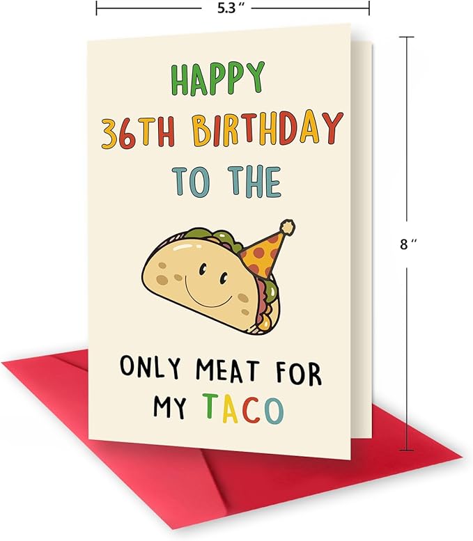 Funny 36th Birthday Gifts for Men Man, Unique 36 Years Old Birthday Decorations Gifts for Husband Boyfriend, Happy 36th Bday Card for Him, Taco 36 Mens Bday Ideas from Wife Girlfriend
