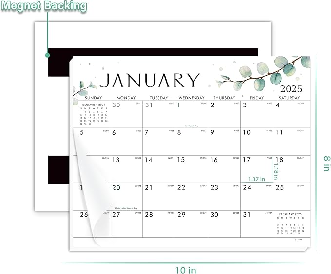 2025 Magnetic Calendar - Jan.2025 - Dec.2025, 8" × 10", Magnetic Calendar for Refrigerator, 2025 Magnetic Calendar, Julian Dates, Tear-off Pad, Perfect for Planning