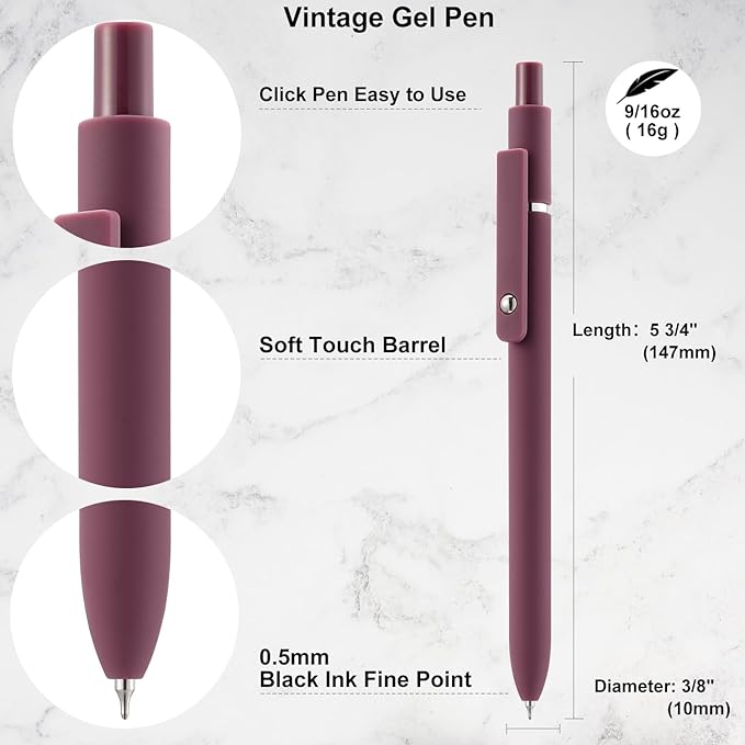 LINFANC Gel Pens, 12 Pcs 0.5mm Quick Dry Black Ink Pens Fine Point Smooth Writing Pens for Journaling Aesthetic Pens Retractable Gel Pens School Supplies Black Pens Gel Ink Pen Office Supplies