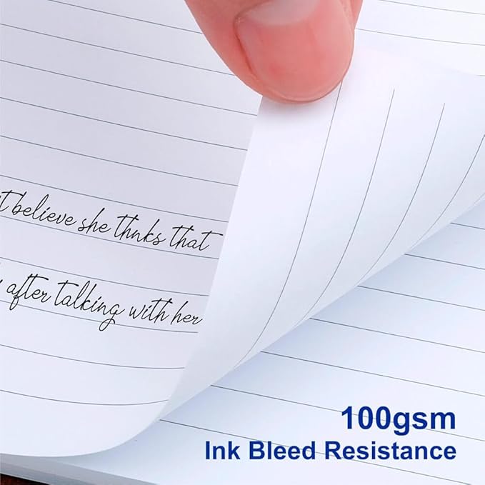 Fan&Ran Lined Leather Journal, 100 Sheets of College Ruled Paper 5.5"x8.5", 1" Rings Mini Binder, Interior Pockets, Refillable