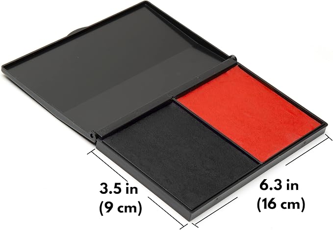 Ink Pad for Rubber Stamps, Stamp Pad for Clear Impression Stamping, Quality Felt Pad Black Ink, Red Ink, Blue Ink L (3.5 * 6.3) (Red & Black)