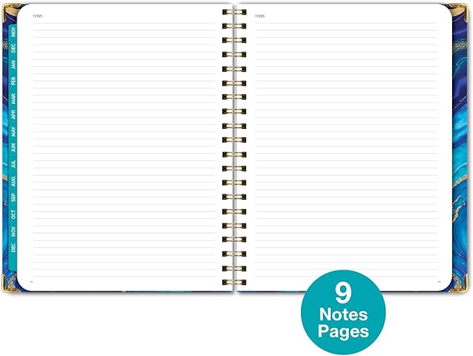 HARDCOVER 2025 Planner, 8.5"x11": 14 Months (November 2024 - December 2025), Daily Weekly Monthly Planner, Yearly Agenda, Bookmark, Pocket Folder and Sticky Note Set (Dark Blue Marble)