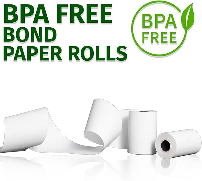 Gorilla Supply 2 1/4 in x 150 ft Bond Paper Rolls, 2.25" x 150' Adding Machine Tape, 1-Ply Receipt Paper Rolls for El-1750 1801 P23, BPA Free, 12 Rolls