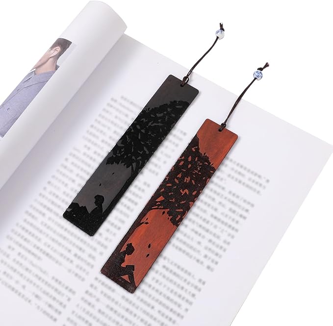 Couple Bookmarks for Men Women, Unique Wood Bookmark, Couple Gift for Men Women Boyfriend Girlfriend, Anniversary Gift (Reading Under The Tree)