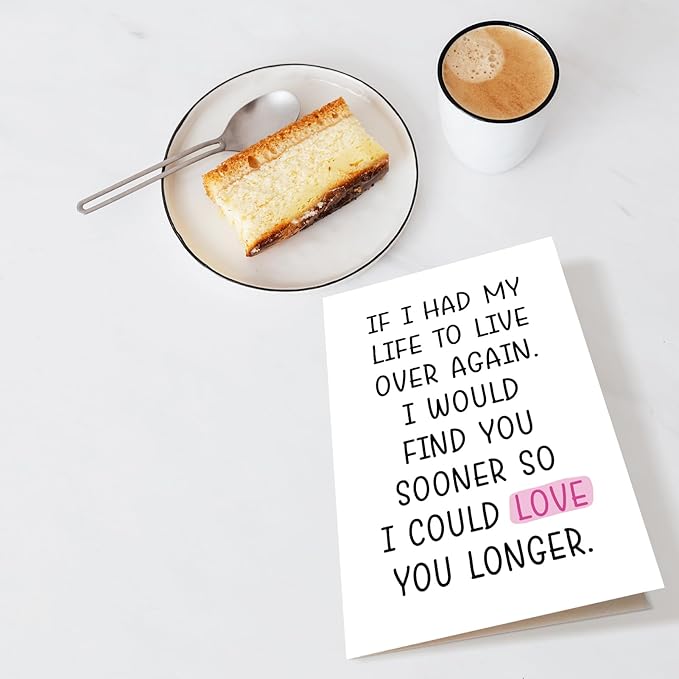 Chenive Romantic Anniversary Card for Husband Wife, Funny Birthday Card for Men Women, Sweet Poem Valentine's Day Card for Boyfriend Girlfriend, Find You Sooner Love You Longer