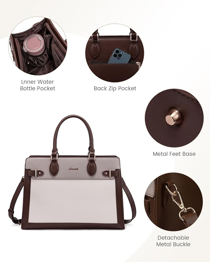 LOVEVOOK Laptop Bag for Women, 15.6 Inch Large PU Leather Tote Bag, Professional Teacher Work Bag, Waterproof Business Computer Briefcase, Shoulder Tote Purse for Office