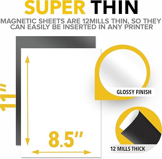X-bet MAGNET Inkjet-Optimized Printable Magnetic Sheets - 8.5x11 Paper for DIY Stickers, Decorations, Labels - Easy to Print, Cut & Create Your Own Magnets (Glossy, 15pcs)