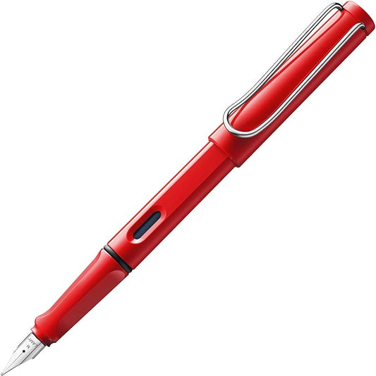 LAMY safari red - Fountain Pen with ergonomic grip & polished Left-Handed steel nib (LH) in size M - ideal for any Writing & Calligraphy - including LAMY T 10 blue cartridge