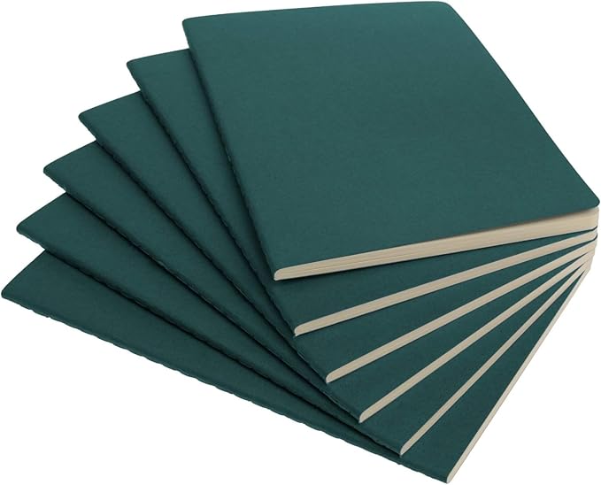 Simply Genius A5 Notebooks for Work, Travel, Business, School & More - College Ruled Notebook - Softcover Journals for Women & Men - Lined Note Books with 92 pages, 5.5" x 8.3" (Green, 6 pack)