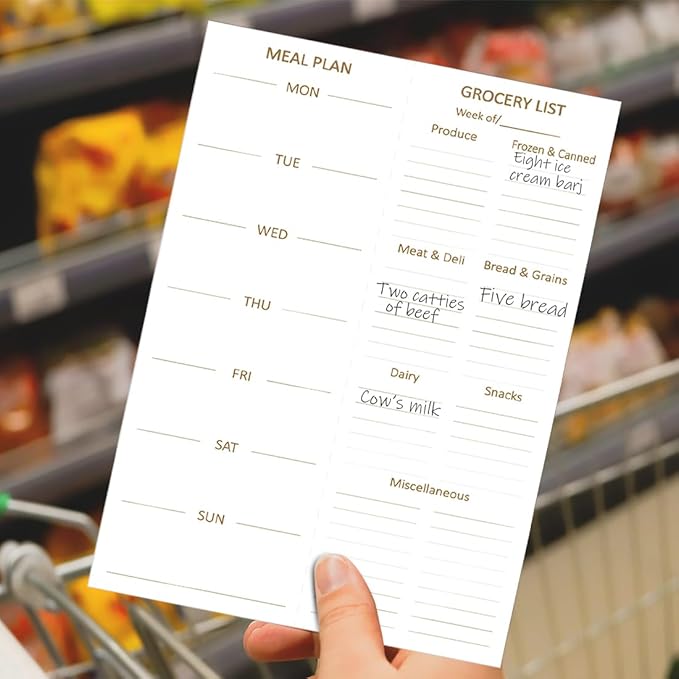 Weekly Meal Planner and Grocery List Magnetic Notepad. 10" x 7" Meal Planning Pad with Tear Off Shopping List. Family Dinner Menu & Meal Prep Plan. 52 Sheets