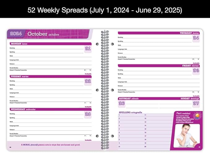 Dated Elementary Student Planner 2024-2025 Academic School Year, Large (8.5" by 11") Block Style Datebook with Imagine Cover
