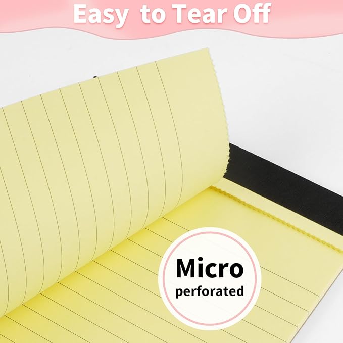 WINKIO Legal Pads 5" X 8", 6 Pack Colored Note Pads, College Ruled Yellow Lined Paper Pads, Letter & Legal Ruled Pads, 30 Sheets per Small Writing Pads 5x8 for School, Home, Office, Business