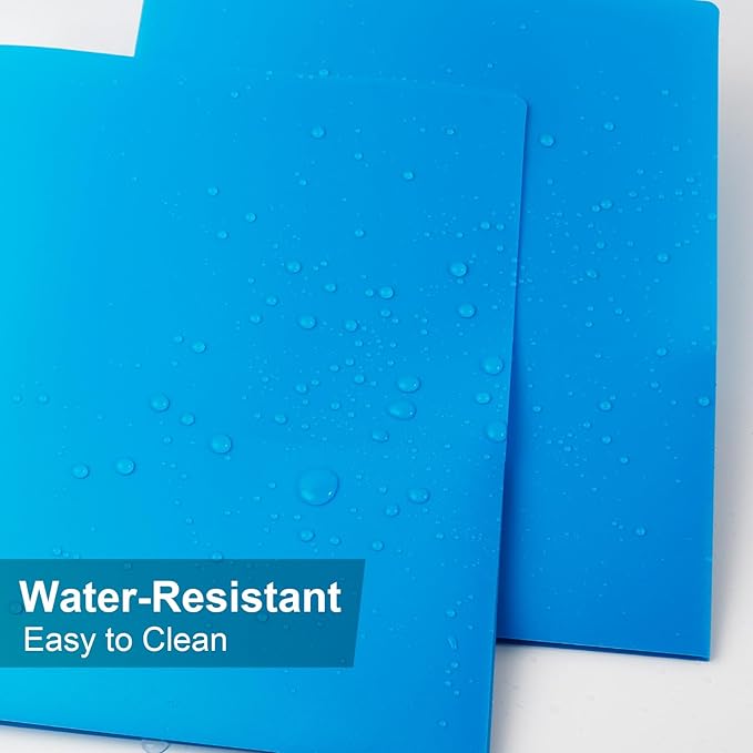 Plastic Folders with Pockets,2-Pocket Poly Folders Holds 8-1/2" x 11" Paper for School/Office/Home (Lake Blue, 12-Pack)
