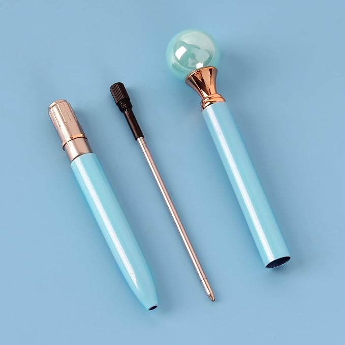 6 Pieces False Pearl Decoration Twist Metal Ballpoint Pen Ball Pen 1.0 MM Black Ink