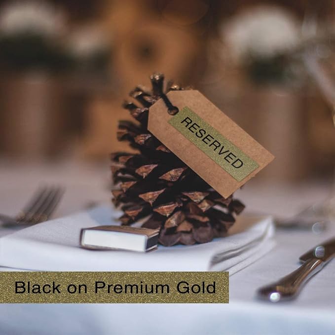 Phomemo D30 Label Tape, for D30 D35 Q30 Q30S Q31 Q32 Label Maker, Black on Glitter Transparent Gold Sticker Thermal Paper Self-Adhesive, 14mm x 40mm (1/2" x11/2) 160 Tapes/Roll, 3 Rolls