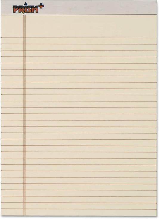TOPS Prism Writing Pads, 8-1/2" x 11-3/4", Legal Rule, Ivory, Perforated, 50 Sheets, 12 Pack (63130)
