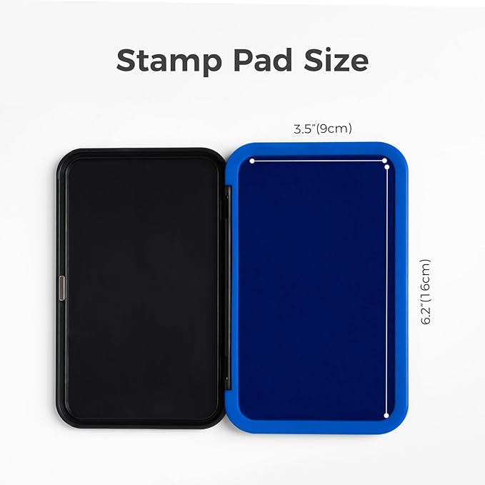 Large Stamp Pad Kit (1oz Ink Included) - 3.50"x 6.25", Magnetic Lid, Premium Quality Felt Stamp Pad (Blue)