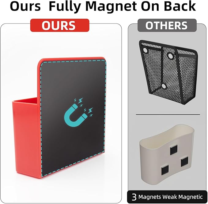 Magnetic Pen Holder,2 Pack Magnetic Dry Erase Marker Holder with Generous Compartments,Strong Magnet Storage Marker Pen Pencil Organizer for Refrigerator,Whiteboard,Locker Accessories