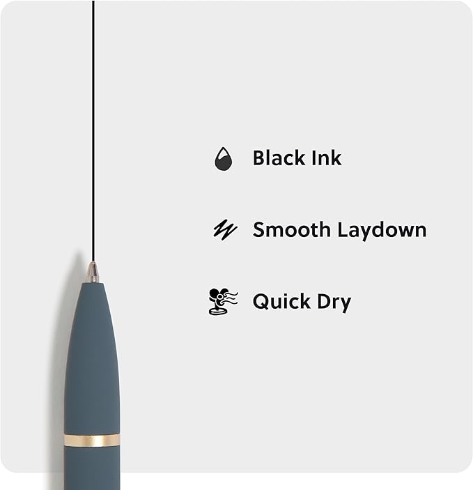 U Brands Monterey Ballpoint Pens, Set of 2, Dark Slate Gray and Blush Pink With Gold Details, Bold (1.0 mm) Point, Black Ink