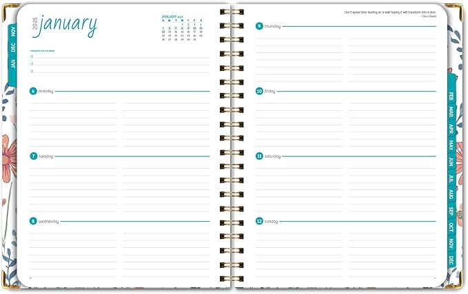 HARDCOVER 2025 Planner, 8.5"x11": 14 Months (November 2024 - December 2025), Daily Weekly Monthly Planner, Yearly Agenda, Bookmark, Pocket Folder and Sticky Note Set (Colorful Botanicals)