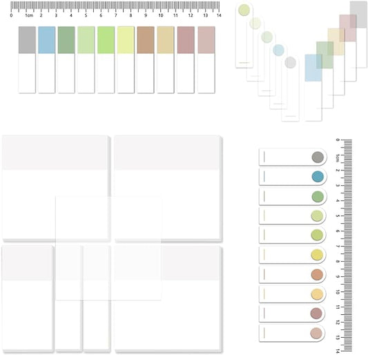 BAYTORY 700 Sheets Transparent Sticky Notes, Clear White Waterproof 3 x 3 inch See Through Memo Pad, Self-Adhesive Translucent Writable Index Tabs for Annotating Book, Office & School Study Supplies