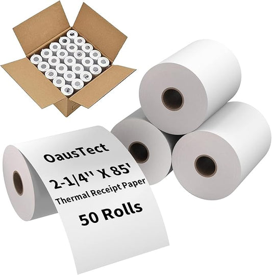 OausTect 2 1/4 x 85 Thermal Paper Rolls, Thermal Receipt Printer Paper for Credit Card Machine, Cash Register, POS (200 Rolls)