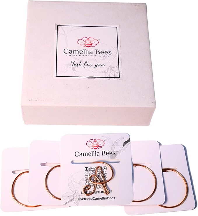 Personalized Initial Copper Bookmark, Set of 5, Handmade Copper Gift for Her, Him, Couple on Birthday, Wedding Anniversary, Alphabet Bookmark (A)